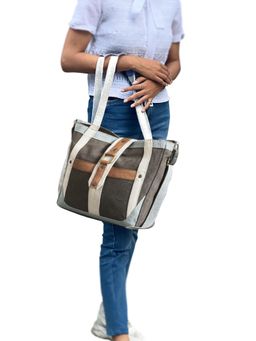 Mona B - Women Multi-Color Canvas Handbag with Detachable Strap