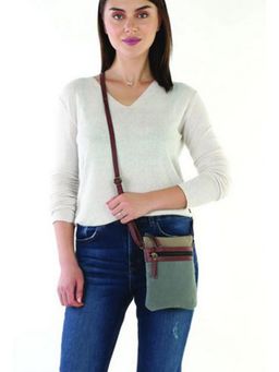 Mona B - Women Blue Canvas Vintage Sling Bag