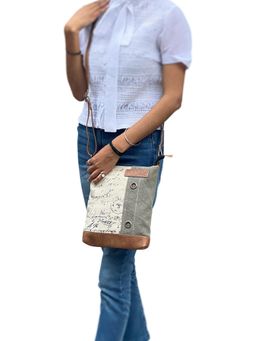 Mona B - Women Grey Canvas Vintage Sling Bag