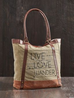 Mona B - Women Beige Canvas Tote Bag