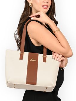 Lavie - Women Off White Kara Colourblock Tote Bag (M)