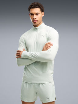 Puma - Velocity Cloudspun Green Men's Quarter-Zip Running T-Shirt