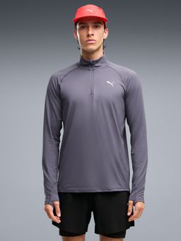 Puma - Velocity Cloudspun Grey Men's Quarter-Zip Running T-Shirt