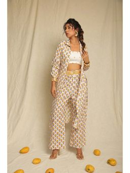 Keva Clothing - White Mirror Work Cotton Co-Ord Set