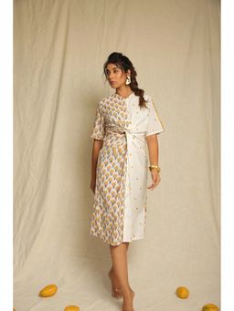 Keva Clothing - Women Yellow Pure Cotton Floral Midi Dress
