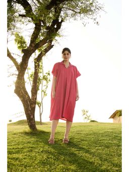 Raas Life - Chamomile Pink Cotton Solid Midi Kaftan