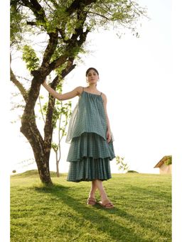 Raas Life - Princess Turquoise Cotton Silk A-Line Maxi Dress