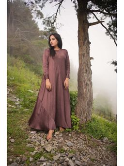 Raas Life - Laxmi Brown Polka Printed A-Line Maxi Dress