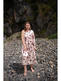 Raas Life - Maya Beige Silk A-Line Maxi Dress