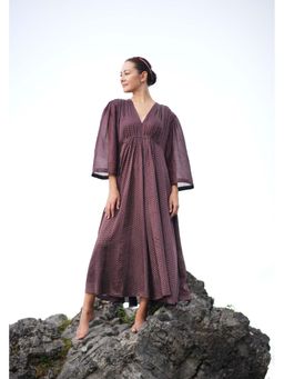Raas Life - Shringara Brown Polka Printed A-Line Maxi Dress