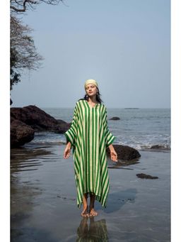 Raas Life - Angela Green Stripe Maxi Kaftan Dress