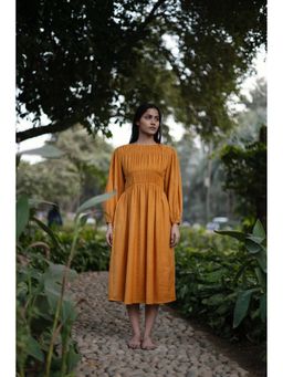 Raas Life - Sunflower Mustard Merino Wool Solid A Line Midi Dress