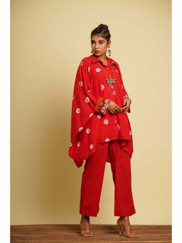 Keva Clothing - Women Red Cotton Woven Shirt