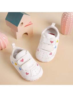 Kicks and Crawl - Boy White Heart Pop Sneakers