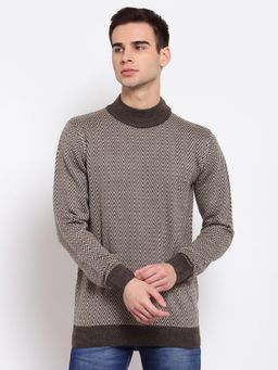 Style Quotient - Men Brown & Beige Chevron Pullover