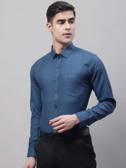 Style Quotient - Men Blue Self Design Shirt