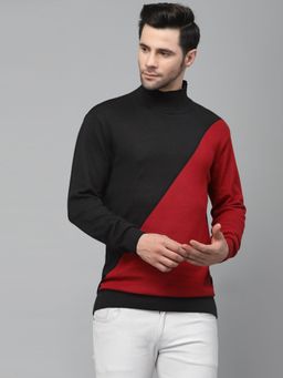Style Quotient - Men Black Colourblocked Sweatshirt