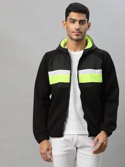 Style Quotient - Men Black Striped Tailored Jacket