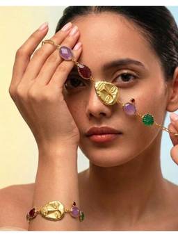 Arvino - Tribal Mask and Multi Gem Charm Bracelet