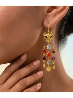 Arvino - Multi Gem Asymmetrical Earrings