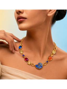 Arvino - Ammonite and Gemstone Link Necklace