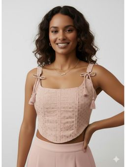 Kasya - Baby Pink Sleeveless Corset Shape Crop Top