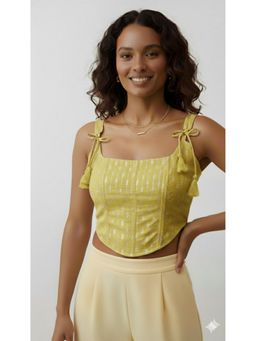 Kasya - Yellow Sleeveless Corset Shape Crop Top