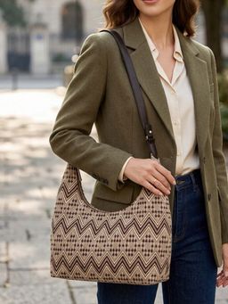 The House Of Ganges - Brown Katie Medium Handloom Handbag