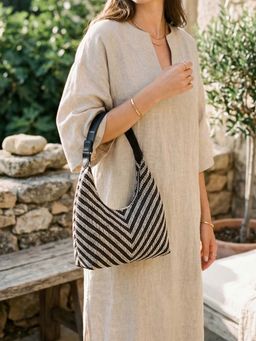 The House Of Ganges - Black Katie Small Handloom Handbag