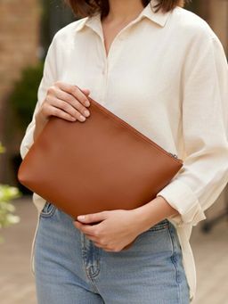 The House Of Ganges - Brown Slindon Medium Vegan Leather Toiletry Pouch