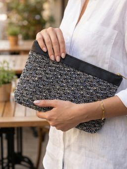 The House Of Ganges - Black Slindon Small Handloom Toiletry Pouch
