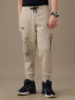 Kidsville - Official Dragon Ball Z Goku HD Graphic Printed Beige Joggers For Boys