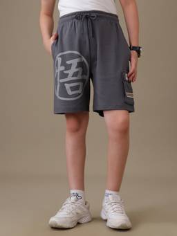 Kidsville - Official Dragon Ball Z Graphic Printed Grey Shorts For Boys