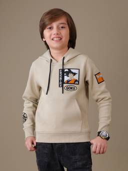 Kidsville - Official Dragon Ball Z Goku Graphic Printed Beige Hoodie For Boys