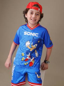 Kidsville - Sonic Graphic Printed Boys Multicolor Casual T-Shirt and Shorts Set