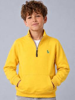 PLUM TREE - Boys Yellow Premium Soft Cotton Hi-Neck Sweatshirt