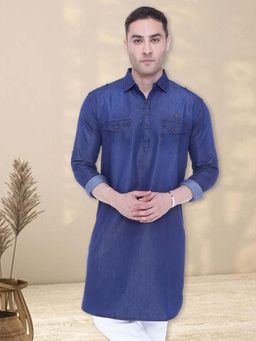 KUONS AVENUE - Men's Denim Long Pathani Kurta