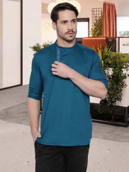 KUONS AVENUE - Teal Men's Cotton Twill Angrakha Festive Kurta