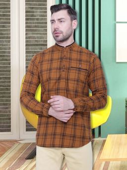 KUONS AVENUE - Men's Brown Cotton Twill Casual Kurta