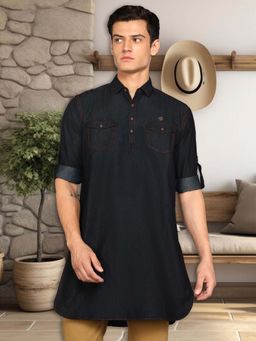 KUONS AVENUE - Men's Denim Long Pathani Kurta