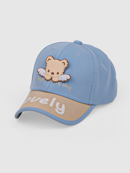 DukieKooky - Blue Cute Angel Bear Embroidered Baseball Cap (3-12 Years)
