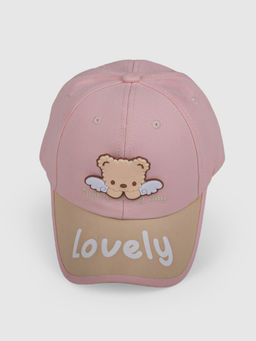 DukieKooky - Pink Cute Angel Bear Embroidered Baseball Cap (3-12 Years)