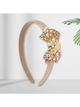 Asthetika Kids - Beige Fabric Bow Charms Hairband (3-12 Years)