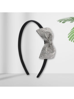 Asthetika Kids - Black Crystal Studded Bow Hairband (3-12 Years)