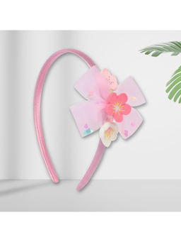 Asthetika Kids - Pink Net Fabric Bow Hairband (3-12 Years)