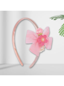 Asthetika Kids - Pink Net Fabric Bow Hairband (3-12 Years)