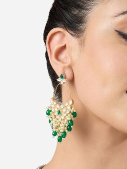 Zaveri Pearls - Green Beads Stones Cluster Pearls Drop Dangler Earrings
