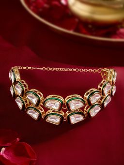 Zaveri Pearls - Green Meenakari Dazzling Stones Embellished Bracelet