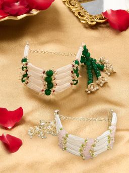 Zaveri Pearls - Multicolour Multistrand Bead Bracelet (Pack Of 2)