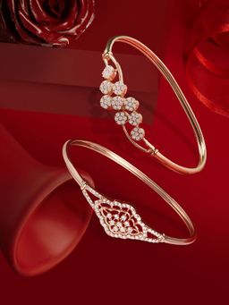 Zaveri Pearls - White Stone Rose Gold Cubic Zirconia Kada (Pack Of 2)